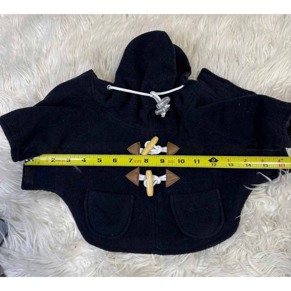 Navy Blue Dog Duffle Coat Hooded Pet Jacket with Wooden Toggles Small